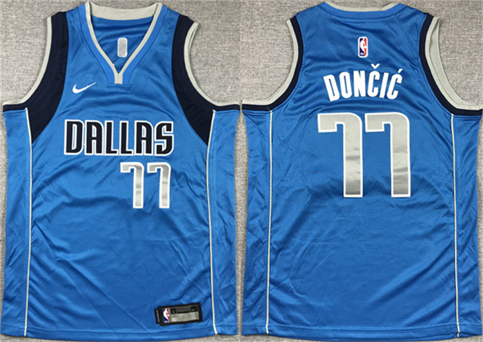Youth Dallas Mavericks #77 Luka Doncic Blue Stitched Basketball Jersey Youth Dallas Mavericks #77 Luka Doncic Blue Stitched Basketball Jersey